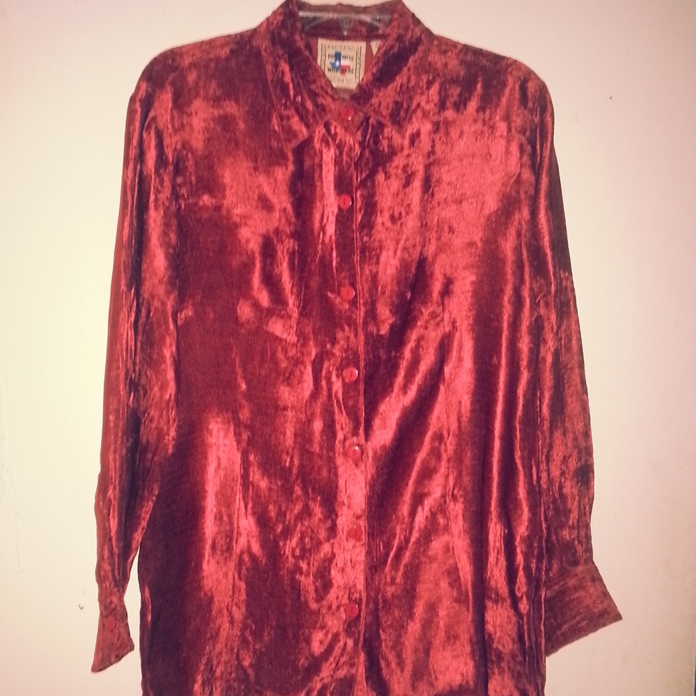 Don’t Mess With Texas women velvet blouse shirt Long Sleeve, RED, Small, New-WOT - Picture 3 of 7